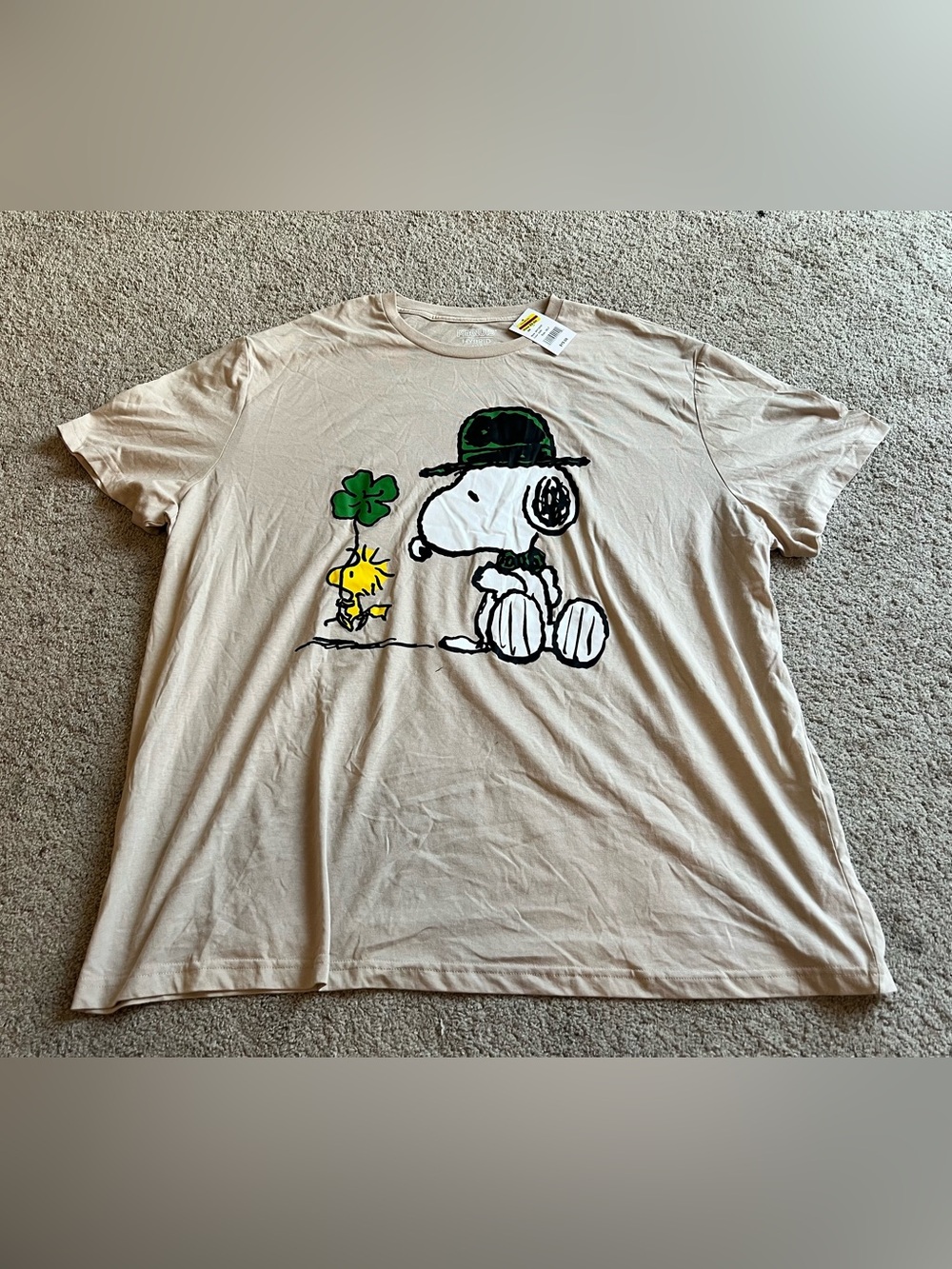 Peanuts Snoopy & Woodstock Beige Graphic T-Shirt